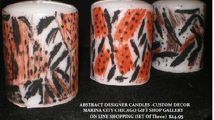 MARINA CITY CHICAGO GIFT SHOP GALLERY  ABSTRACT CUSTOM DESIGNER CANDLES  ON LINE SHOPPING
