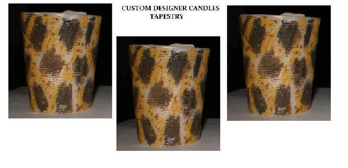 CUSTOM DESIGNER TAPESTRY CANDLES AT MARINA CITY CHICAGO GIFT SHOP GALLERY